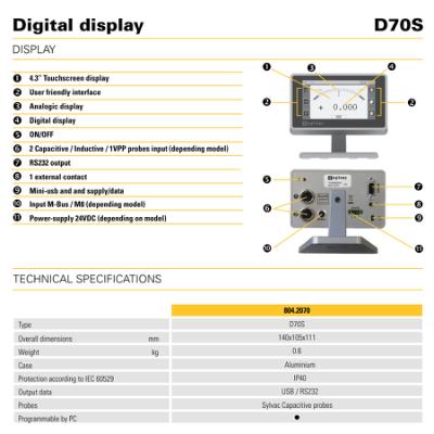 SYLVAC Digital Display D70S med 2 kapacitive probe input stik